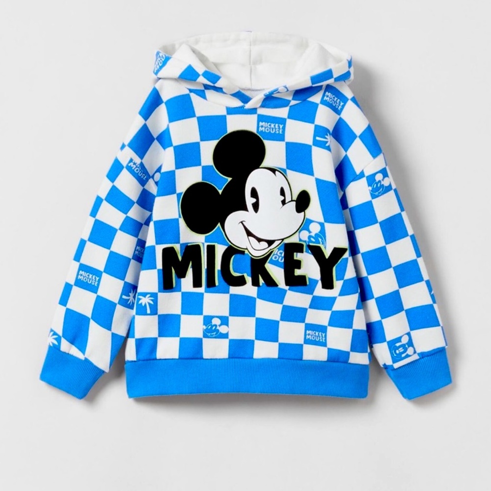 ZARA MICKEY MOUSE DISNEY CHECKERED SWEATSHIRT